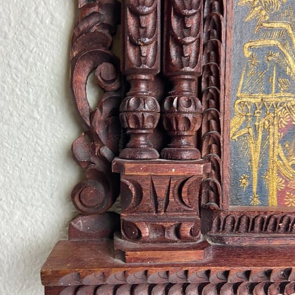 Vintage Religious Old Icona Virgin Mary & Baby Jesus Framed Picture - Picture 7 of 16